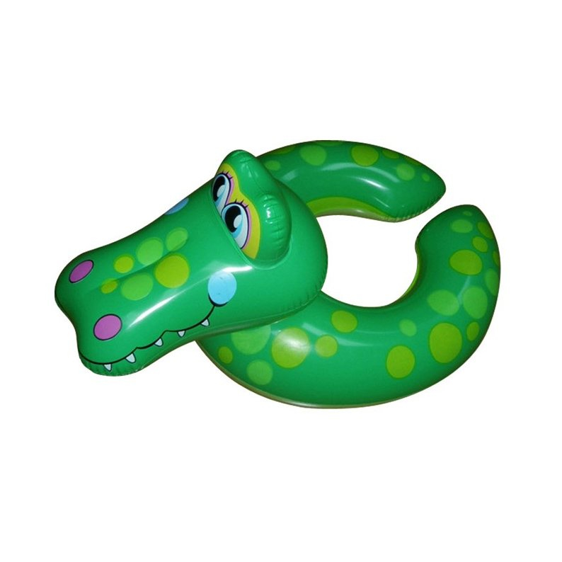 Inflatable Green Crocodile Split Swim Ring
